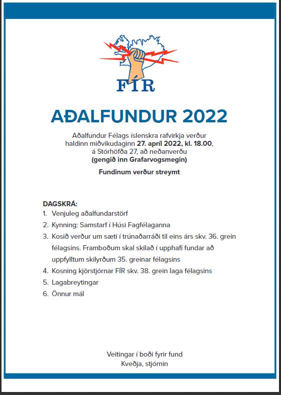 Aðalfundur FÍR 2022